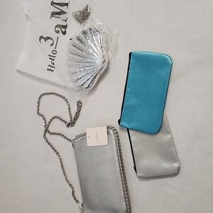 Primark Studded Crossbody, Hello 3am Seashell Duo & Metallic Pouches